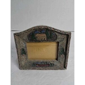 Rustic Cabin Nature Decor Picture Frame Bear Canoe‎ Pine Tree Woodsy Lodge